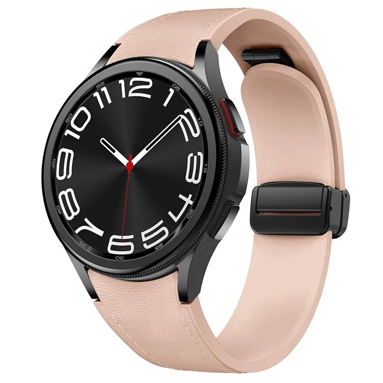 For Samsung Watch FE 40mm / Watch4 Classic Active / Watch 5 / Watch6 Classic Silicone+Leather Band Smartwatch Strap