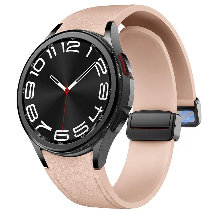 For Samsung Watch FE 40mm / Watch4 Classic Active / Watch 5 / Watch6 Classic Silicone+Leather Band Smartwatch Strap