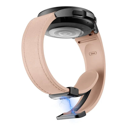 For Samsung Watch FE 40mm / Watch4 Classic Active / Watch 5 / Watch6 Classic Silicone+Leather Band Smartwatch Strap