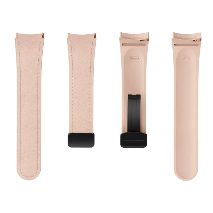 For Samsung Watch FE 40mm / Watch4 Classic Active / Watch 5 / Watch6 Classic Silicone+Leather Band Smartwatch Strap