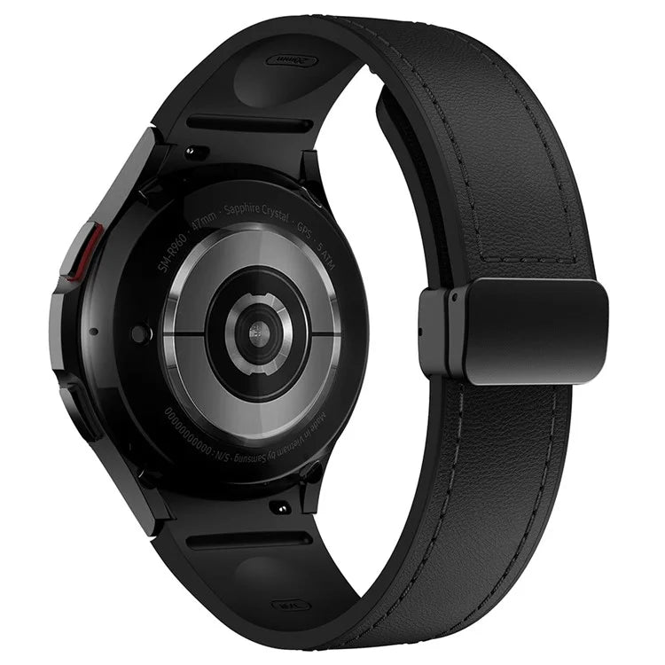For Samsung Watch FE 40mm / Watch4 Classic Active / Watch 5 / Watch6 Classic Silicone+Leather Band Smartwatch Strap