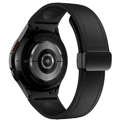 For Samsung Watch FE 40mm / Watch4 Classic Active / Watch 5 / Watch6 Classic Silicone+Leather Band Smartwatch Strap