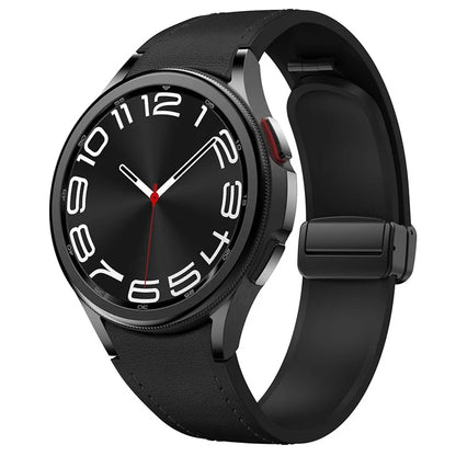For Samsung Watch FE 40mm / Watch4 Classic Active / Watch 5 / Watch6 Classic Silicone+Leather Band Smartwatch Strap