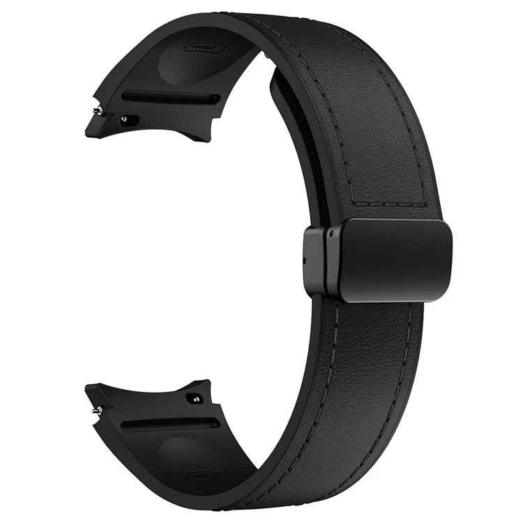 For Samsung Watch FE 40mm / Watch4 Classic Active / Watch 5 / Watch6 Classic Silicone+Leather Band Smartwatch Strap