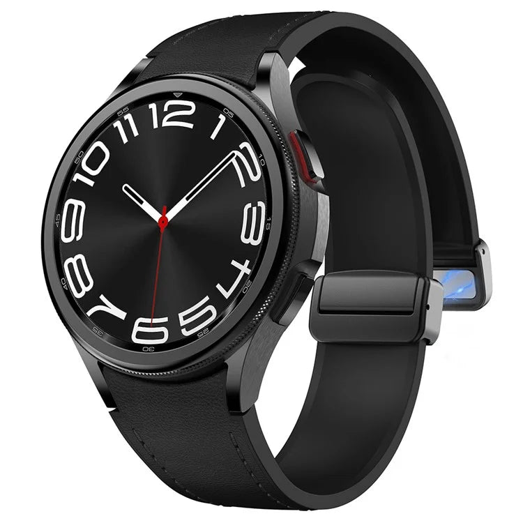 For Samsung Watch FE 40mm / Watch4 Classic Active / Watch 5 / Watch6 Classic Silicone+Leather Band Smartwatch Strap