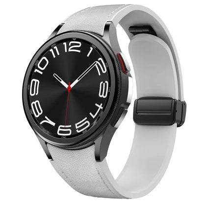 For Samsung Watch FE 40mm / Watch4 Classic Active / Watch 5 / Watch6 Classic Silicone+Leather Band Smartwatch Strap