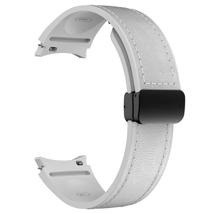 For Samsung Watch FE 40mm / Watch4 Classic Active / Watch 5 / Watch6 Classic Silicone+Leather Band Smartwatch Strap
