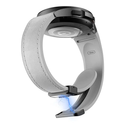 For Samsung Watch FE 40mm / Watch4 Classic Active / Watch 5 / Watch6 Classic Silicone+Leather Band Smartwatch Strap
