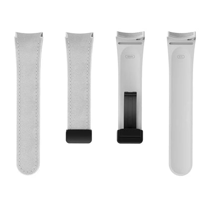 For Samsung Watch FE 40mm / Watch4 Classic Active / Watch 5 / Watch6 Classic Silicone+Leather Band Smartwatch Strap