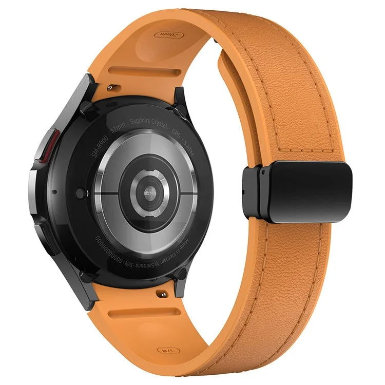 For Samsung Watch FE 40mm / Watch4 Classic Active / Watch 5 / Watch6 Classic Silicone+Leather Band Smartwatch Strap