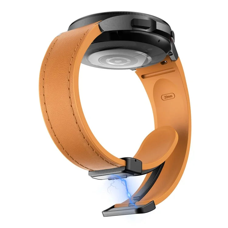 For Samsung Watch FE 40mm / Watch4 Classic Active / Watch 5 / Watch6 Classic Silicone+Leather Band Smartwatch Strap