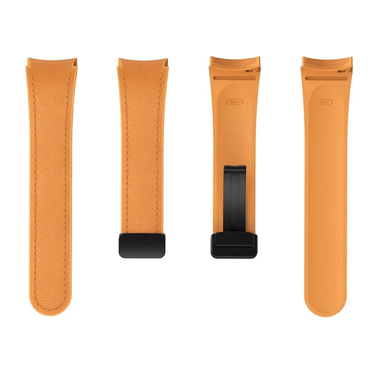 For Samsung Watch FE 40mm / Watch4 Classic Active / Watch 5 / Watch6 Classic Silicone+Leather Band Smartwatch Strap