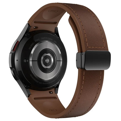 For Samsung Watch FE 40mm / Watch4 Classic Active / Watch 5 / Watch6 Classic Silicone+Leather Band Smartwatch Strap