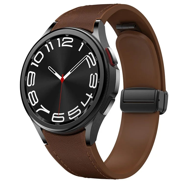 For Samsung Watch FE 40mm / Watch4 Classic Active / Watch 5 / Watch6 Classic Silicone+Leather Band Smartwatch Strap