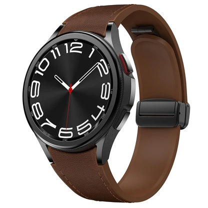 For Samsung Watch FE 40mm / Watch4 Classic Active / Watch 5 / Watch6 Classic Silicone+Leather Band Smartwatch Strap