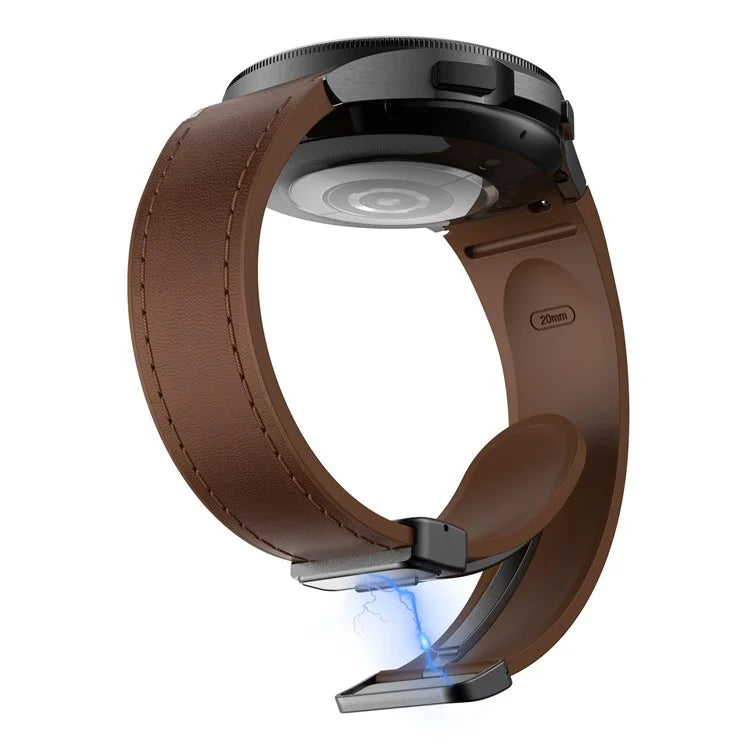 For Samsung Watch FE 40mm / Watch4 Classic Active / Watch 5 / Watch6 Classic Silicone+Leather Band Smartwatch Strap
