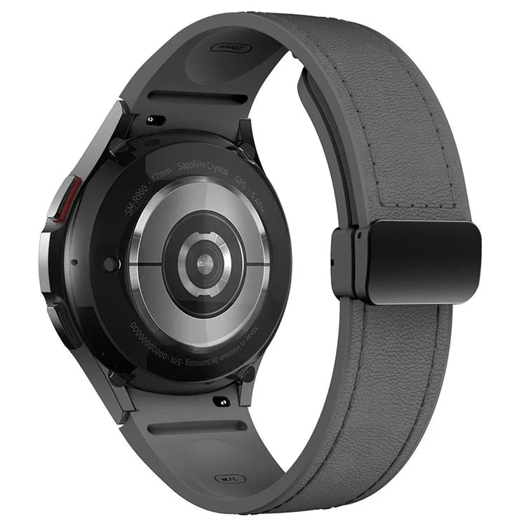 For Samsung Watch FE 40mm / Watch4 Classic Active / Watch 5 / Watch6 Classic Silicone+Leather Band Smartwatch Strap