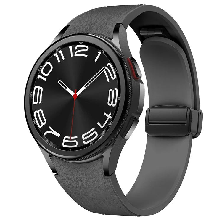 For Samsung Watch FE 40mm / Watch4 Classic Active / Watch 5 / Watch6 Classic Silicone+Leather Band Smartwatch Strap