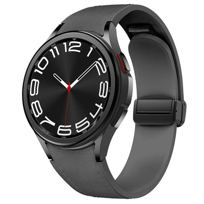 For Samsung Watch FE 40mm / Watch4 Classic Active / Watch 5 / Watch6 Classic Silicone+Leather Band Smartwatch Strap
