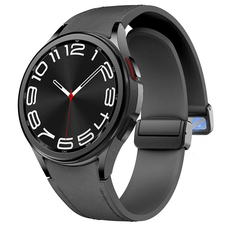 For Samsung Watch FE 40mm / Watch4 Classic Active / Watch 5 / Watch6 Classic Silicone+Leather Band Smartwatch Strap
