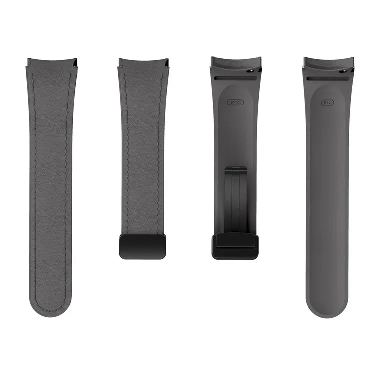 For Samsung Watch FE 40mm / Watch4 Classic Active / Watch 5 / Watch6 Classic Silicone+Leather Band Smartwatch Strap