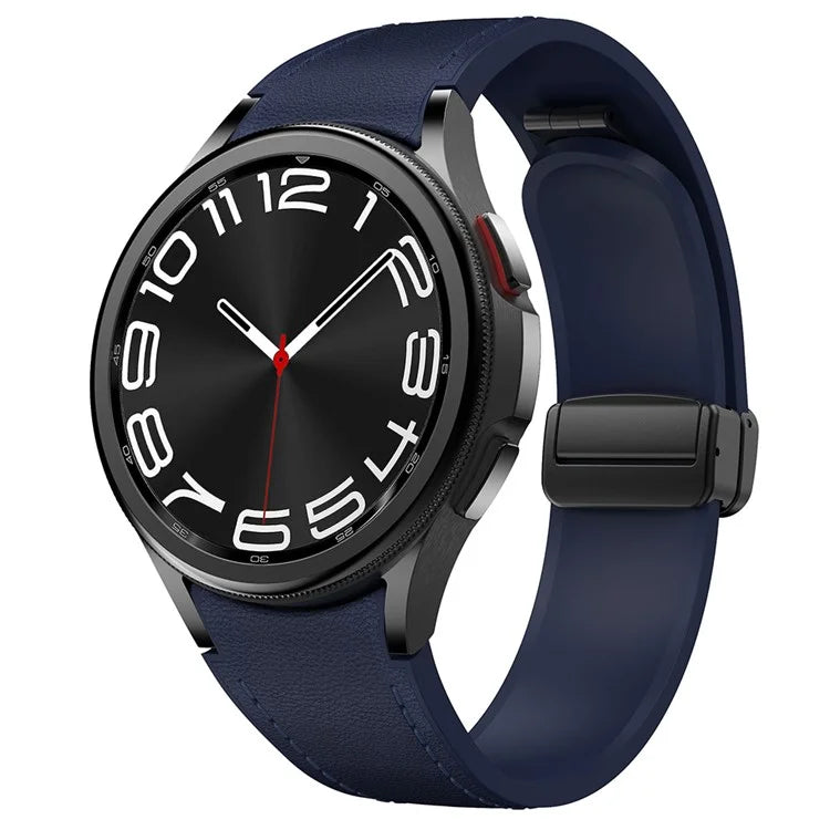 For Samsung Watch FE 40mm / Watch4 Classic Active / Watch 5 / Watch6 Classic Silicone+Leather Band Smartwatch Strap