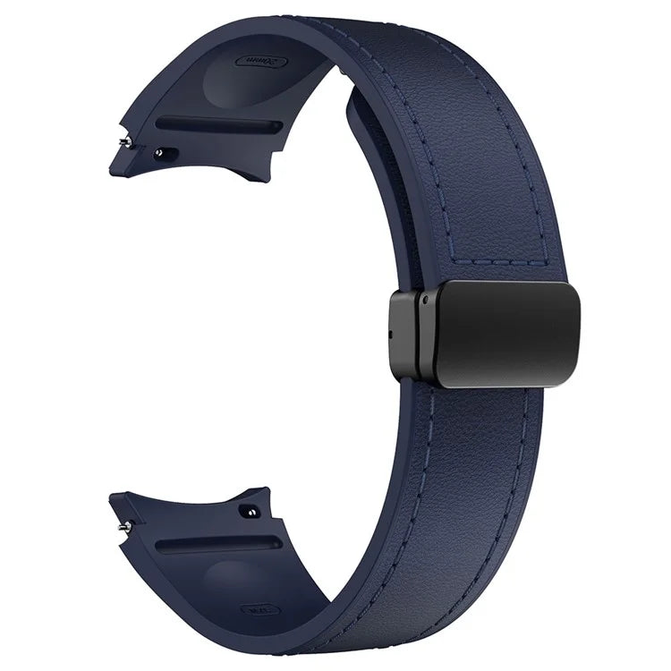 For Samsung Watch FE 40mm / Watch4 Classic Active / Watch 5 / Watch6 Classic Silicone+Leather Band Smartwatch Strap
