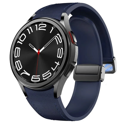 For Samsung Watch FE 40mm / Watch4 Classic Active / Watch 5 / Watch6 Classic Silicone+Leather Band Smartwatch Strap