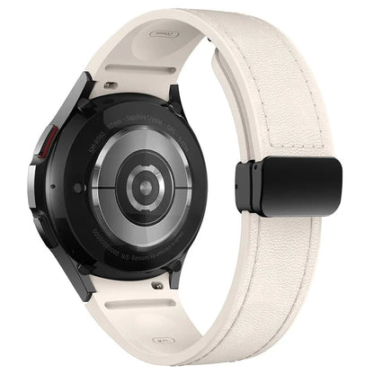 For Samsung Watch FE 40mm / Watch4 Classic Active / Watch 5 / Watch6 Classic Silicone+Leather Band Smartwatch Strap