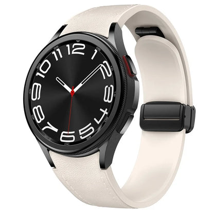For Samsung Watch FE 40mm / Watch4 Classic Active / Watch 5 / Watch6 Classic Silicone+Leather Band Smartwatch Strap