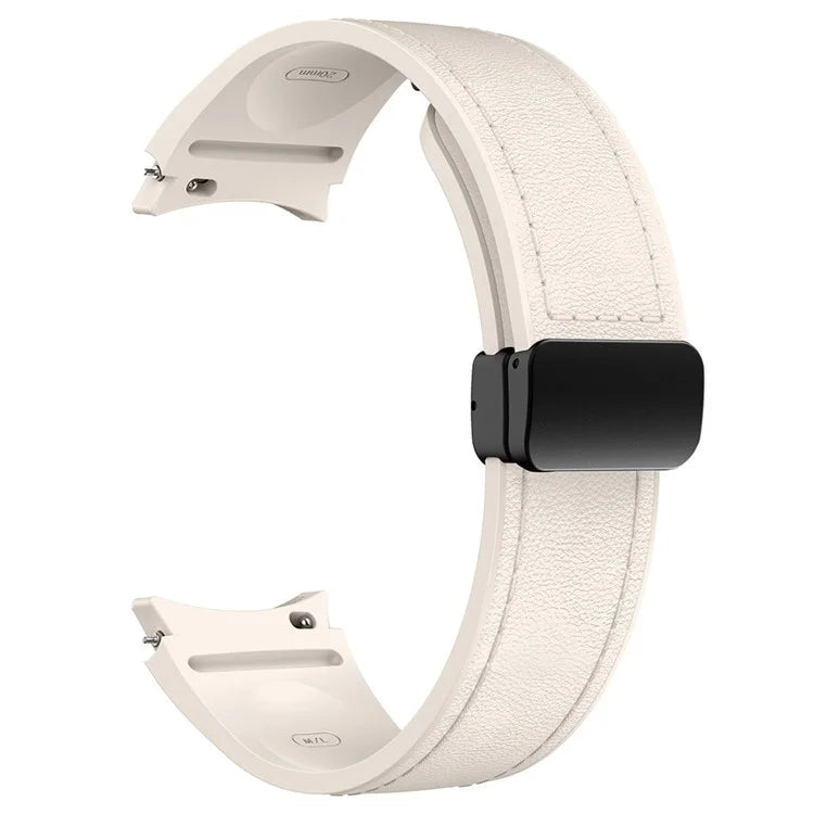 For Samsung Watch FE 40mm / Watch4 Classic Active / Watch 5 / Watch6 Classic Silicone+Leather Band Smartwatch Strap