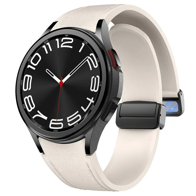 For Samsung Watch FE 40mm / Watch4 Classic Active / Watch 5 / Watch6 Classic Silicone+Leather Band Smartwatch Strap