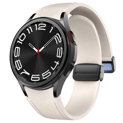 For Samsung Watch FE 40mm / Watch4 Classic Active / Watch 5 / Watch6 Classic Silicone+Leather Band Smartwatch Strap