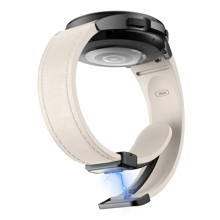 For Samsung Watch FE 40mm / Watch4 Classic Active / Watch 5 / Watch6 Classic Silicone+Leather Band Smartwatch Strap