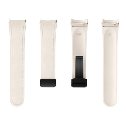 For Samsung Watch FE 40mm / Watch4 Classic Active / Watch 5 / Watch6 Classic Silicone+Leather Band Smartwatch Strap