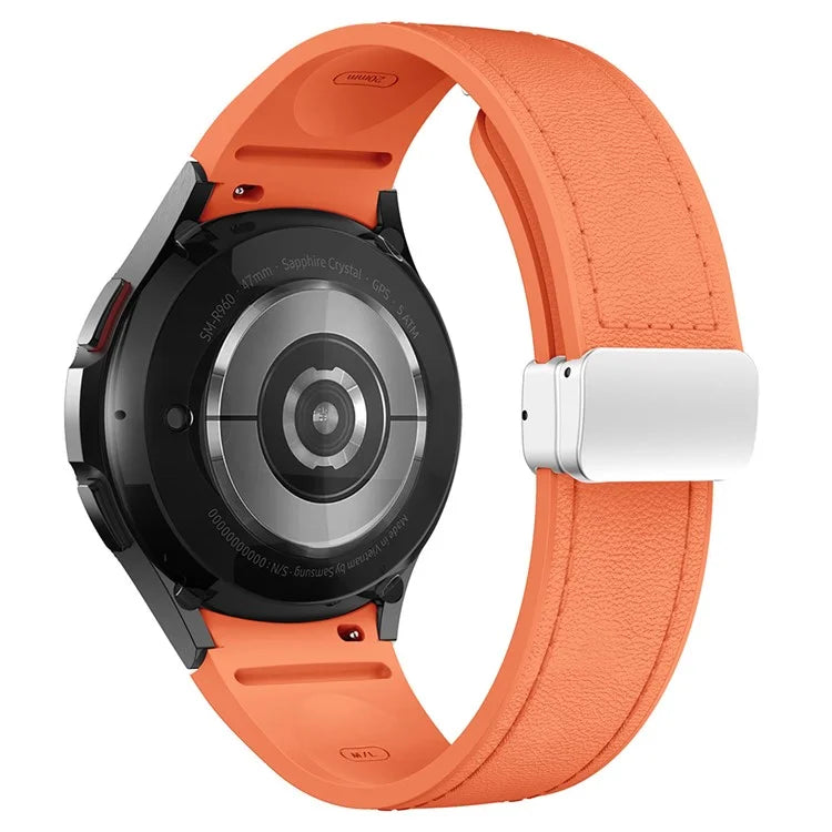 For Samsung Watch FE 40mm / Watch4 Classic Active / Watch 5 / Watch6 Classic Silicone+Leather Band Smartwatch Strap