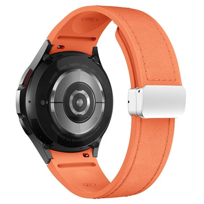For Samsung Watch FE 40mm / Watch4 Classic Active / Watch 5 / Watch6 Classic Silicone+Leather Band Smartwatch Strap