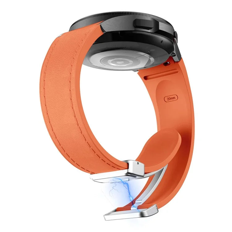 For Samsung Watch FE 40mm / Watch4 Classic Active / Watch 5 / Watch6 Classic Silicone+Leather Band Smartwatch Strap