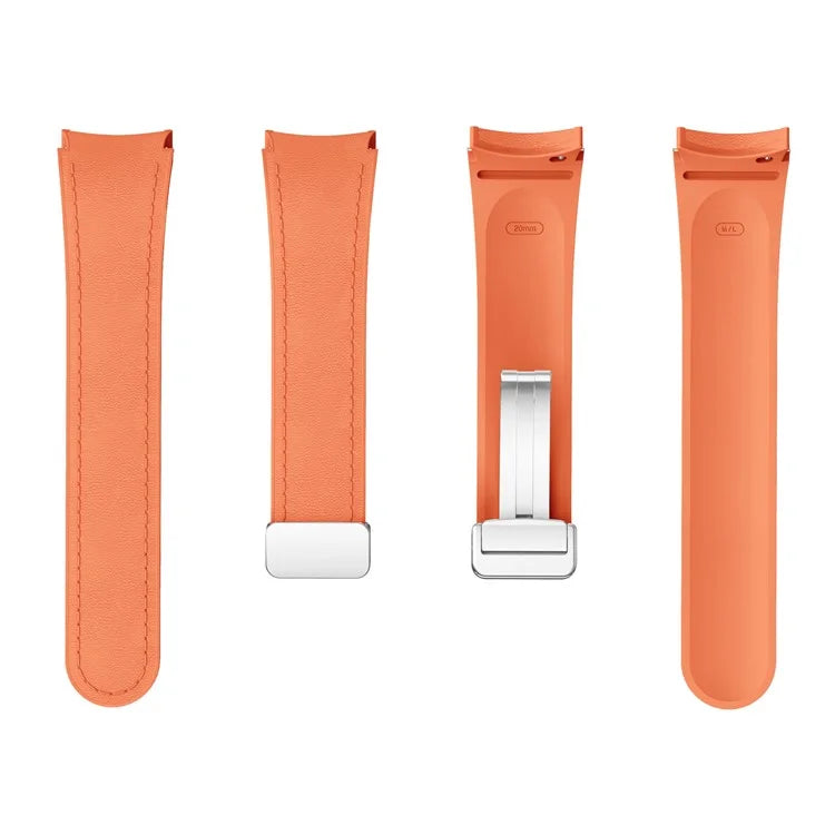 For Samsung Watch FE 40mm / Watch4 Classic Active / Watch 5 / Watch6 Classic Silicone+Leather Band Smartwatch Strap