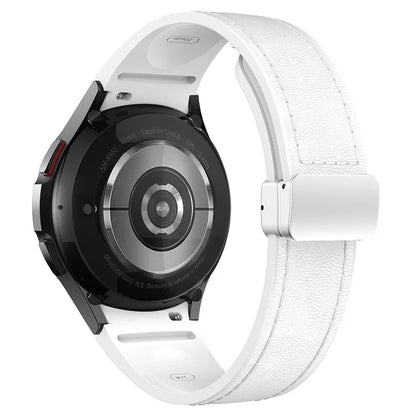 For Samsung Watch FE 40mm / Watch4 Classic Active / Watch 5 / Watch6 Classic Silicone+Leather Band Smartwatch Strap