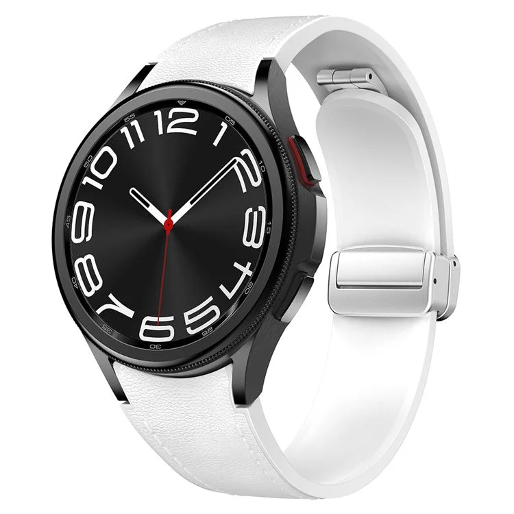 For Samsung Watch FE 40mm / Watch4 Classic Active / Watch 5 / Watch6 Classic Silicone+Leather Band Smartwatch Strap
