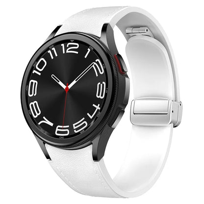 For Samsung Watch FE 40mm / Watch4 Classic Active / Watch 5 / Watch6 Classic Silicone+Leather Band Smartwatch Strap