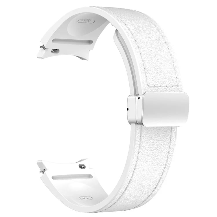 For Samsung Watch FE 40mm / Watch4 Classic Active / Watch 5 / Watch6 Classic Silicone+Leather Band Smartwatch Strap