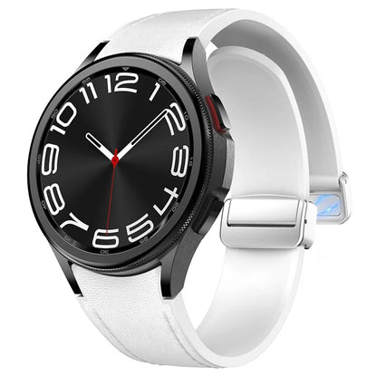 For Samsung Watch FE 40mm / Watch4 Classic Active / Watch 5 / Watch6 Classic Silicone+Leather Band Smartwatch Strap