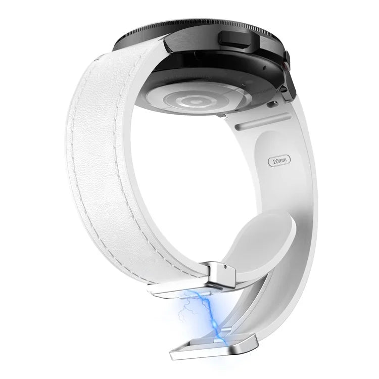 For Samsung Watch FE 40mm / Watch4 Classic Active / Watch 5 / Watch6 Classic Silicone+Leather Band Smartwatch Strap