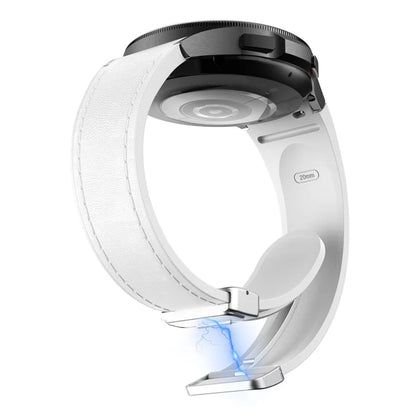 For Samsung Watch FE 40mm / Watch4 Classic Active / Watch 5 / Watch6 Classic Silicone+Leather Band Smartwatch Strap