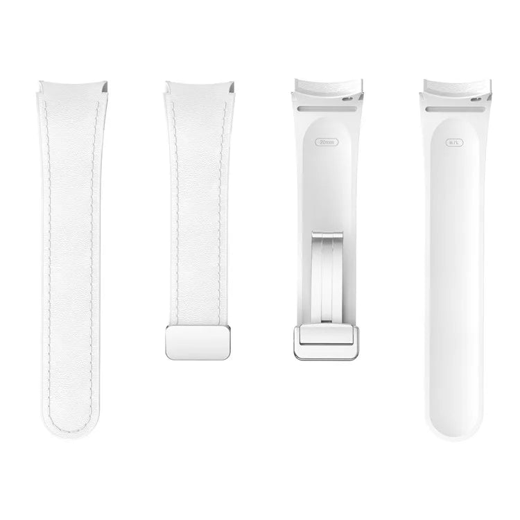 For Samsung Watch FE 40mm / Watch4 Classic Active / Watch 5 / Watch6 Classic Silicone+Leather Band Smartwatch Strap