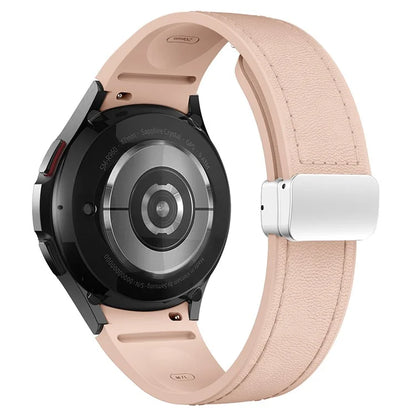 For Samsung Watch FE 40mm / Watch4 Classic Active / Watch 5 / Watch6 Classic Silicone+Leather Band Smartwatch Strap