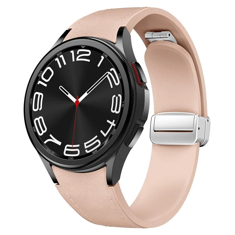 For Samsung Watch FE 40mm / Watch4 Classic Active / Watch 5 / Watch6 Classic Silicone+Leather Band Smartwatch Strap