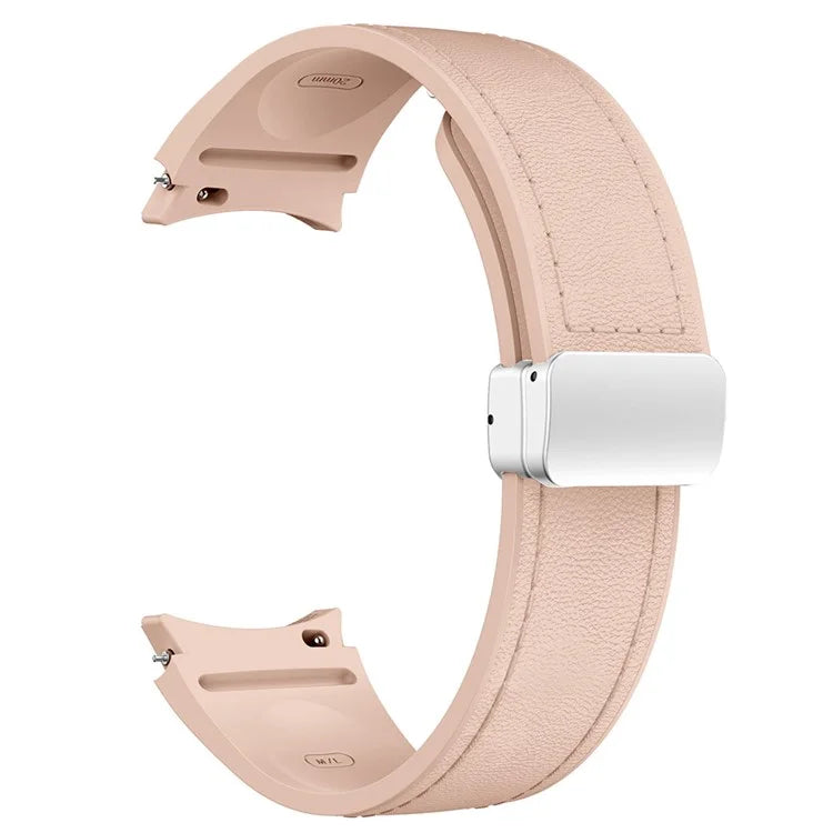 For Samsung Watch FE 40mm / Watch4 Classic Active / Watch 5 / Watch6 Classic Silicone+Leather Band Smartwatch Strap
